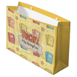 Bolsa De Regalo Grande Libros escolares patrón maestro amarillo 