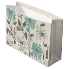 Bolsa De Regalo Grande Light Blue Daisy Mid Century Modern Floral