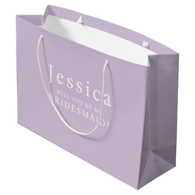 Bolsa De Regalo Grande Lilac Purple Will You Be My Bridesmaid Proposal (Angulo reverso)