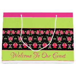 Bolsa De Regalo Grande Lime Verde Y Rosa Brillante