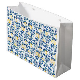 Bolsa De Regalo Grande Limón Acuarela Azul