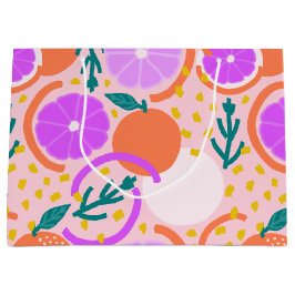 Bolsa De Regalo Grande Limonada Rosa de Frutas Cítricas Festivas de Veran
