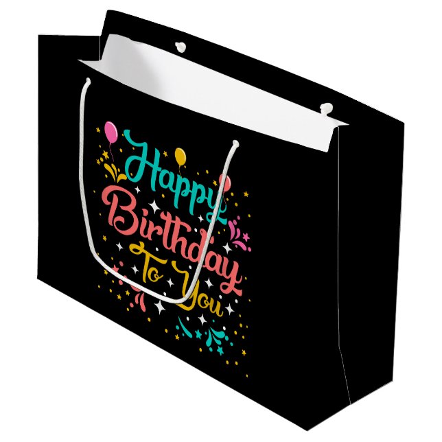 Bolsa De Regalo Grande lindo a cualquier persona Feliz cumpleaños fiesta (Angulo Anverso)