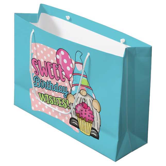 Bolsa De Regalo Grande lindo unisex gnome Cumpleaños deseos (Angulo Anverso)
