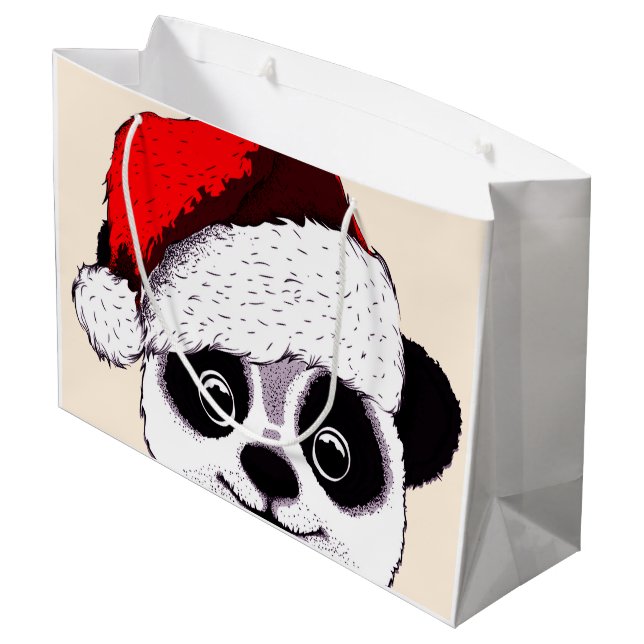 Bolsa De Regalo Grande lindo y gracioso panda en Navidades (Angulo reverso)