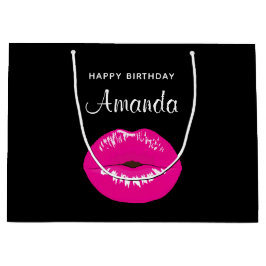Bolsa De Regalo Grande Lindos y brillantes labios rosados sobre cumpleaño