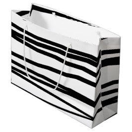 Bolsa De Regalo Grande Líneas modernas en blanco y negro Resumen del arte