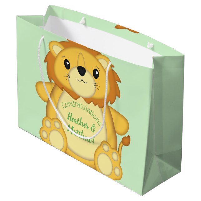 Bolsa De Regalo Grande Lion Baby Shower Green (Angulo reverso)