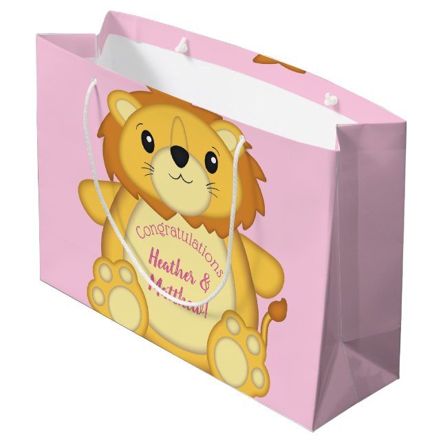 Bolsa De Regalo Grande Lion Baby Shower Pink (Angulo reverso)