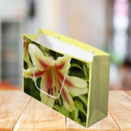 Bolsa De Regalo Grande Lirio de mascota amarilla con floral de estribor r