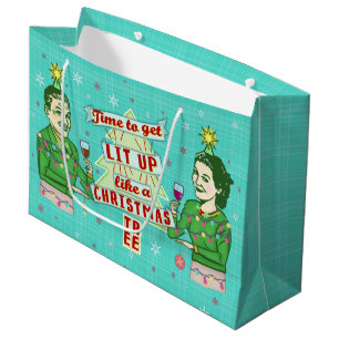 Bolsa De Regalo Grande Lit de consumición retro de los pares del humor