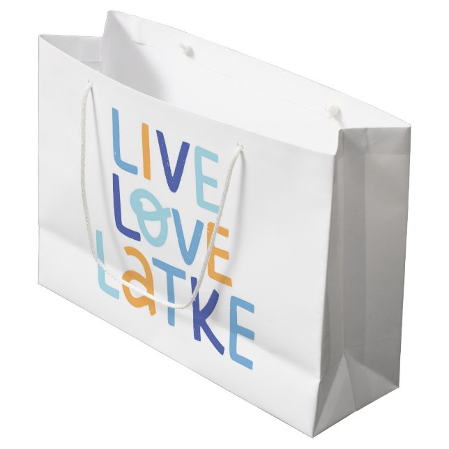Bolsa De Regalo Grande Live Love Latke Hanukkah Design (Angulo Anverso)