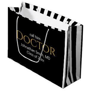 Bolsa De Regalo Grande Llámalo Doctor Nombre del graduado de la escuela d