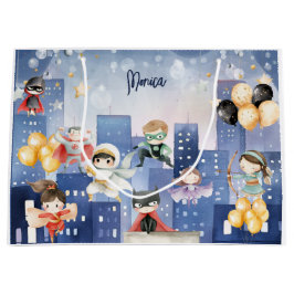 Bolsa De Regalo Grande Llamando a todos los superhéroes cumpleaños