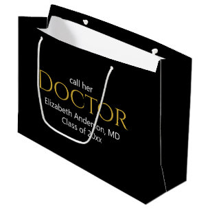 Bolsa De Regalo Grande Llame a su doctor Nombre de la graduada Graduación