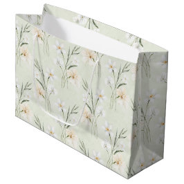 Bolsa De Regalo Grande Lluvia de Novia Floral de Hibisco Crema Blanca Men