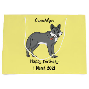 Bolsa De Regalo Grande Lobo gris con ilustracion de personalizado de tube
