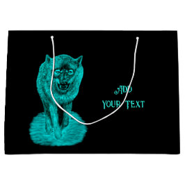 Bolsa De Regalo Grande Lobo negro enojado en la noche