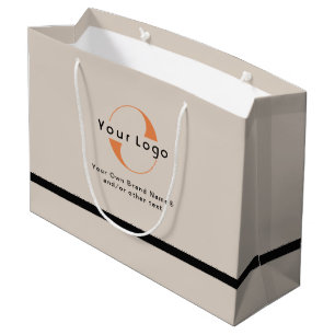 Bolsa De Regalo Grande Logo en beige claro + texto negro Empresa comercia