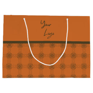Bolsa De Regalo Grande Logotipo Comercial Personalizado Patrón Naranja Ve