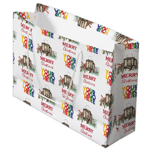 Bolsa De Regalo Grande Logotipo corporativo rústico de Navidad 