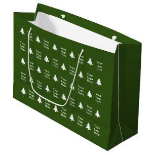 Bolsa De Regalo Grande Logotipo de empresa con árboles de Navidad verdes 