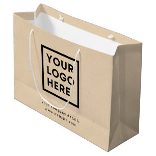 Bolsa De Regalo Grande Logotipo de la compañía Rustic Kraft Profesional M
