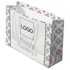 Bolsa De Regalo Grande Logotipo de Negocio Motivo Elegante de Flor de Noc