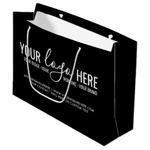 Bolsa De Regalo Grande Logotipo de su empresa de eventos de marca negra