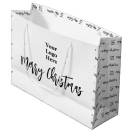 Bolsa De Regalo Grande Logotipo empresarial Merry Christmas Script Negro 