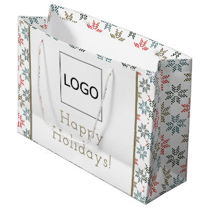 Bolsa De Regalo Grande Logotipo empresarial Motivo elegante de poinsettia