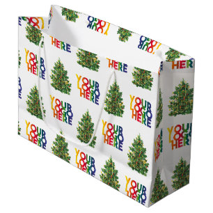 Bolsa De Regalo Grande Logotipo Empresarial Sencillo de Navidad Árbol de
