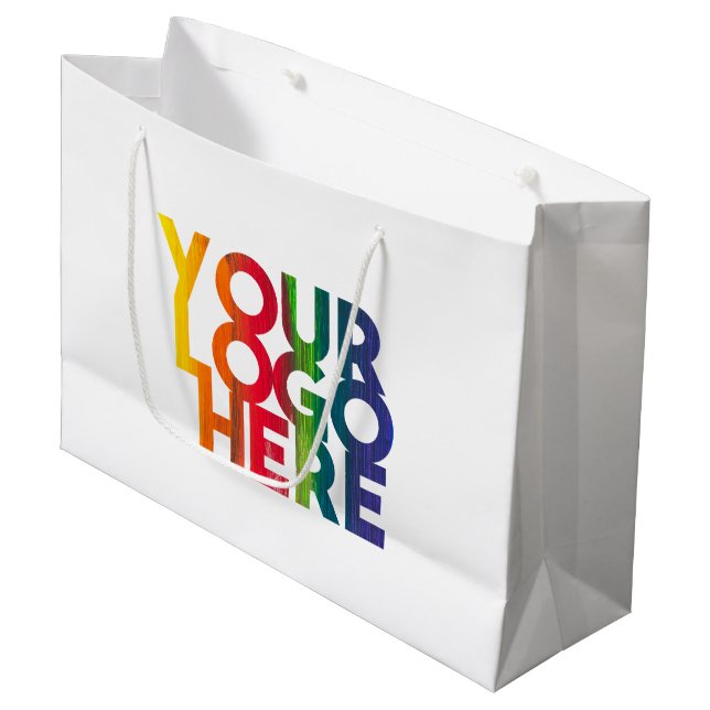 Bolsa De Regalo Grande Logotipo Empresarial Simple Blanco (Angulo Anverso)
