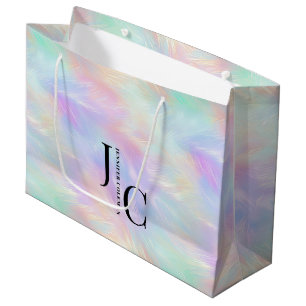 Bolsa De Regalo Grande Logotipo moderno monograma iridiscente Opal Estili