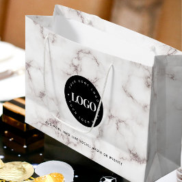 Bolsa De Regalo Grande Logotipo redondo negro de mármol personalizado par