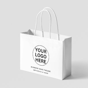 Bolsa De Regalo Grande Logotipo y texto promocional de negocio en negro y