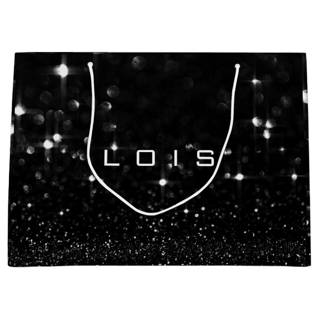 Bolsa De Regalo Grande Lois Black White Purpurina Favorito Gift Spark (Anverso)