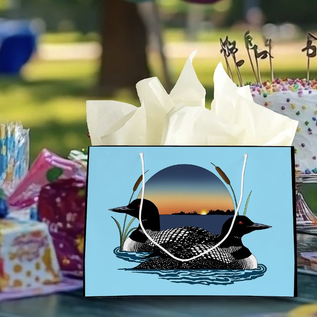 Bolsa De Regalo Grande Loon Couple Sunset Blue (Subido por el creador)