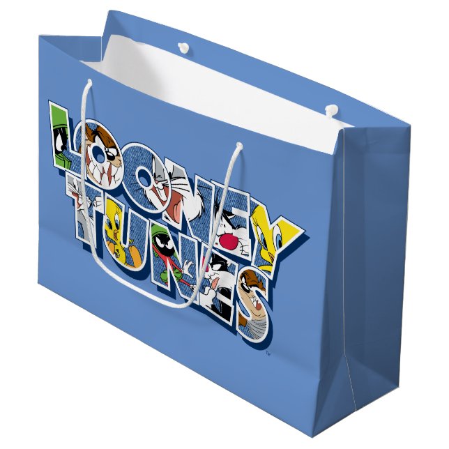 Bolsa De Regalo Grande LOONEY TUNES™ Characters in Lettering (Angulo Anverso)