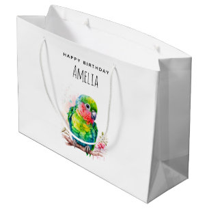 Bolsa De Regalo Grande Loro verde - Ave bebé lindo Cumpleaños