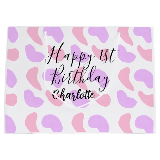 Bolsa De Regalo Grande Los abstractos púrpura rosa forman un feliz primer (Anverso)