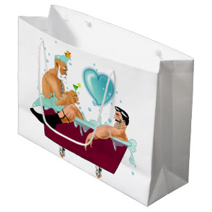 Bolsa De Regalo Grande Los dos hombres gay de SlipperyJoe aman la bañera