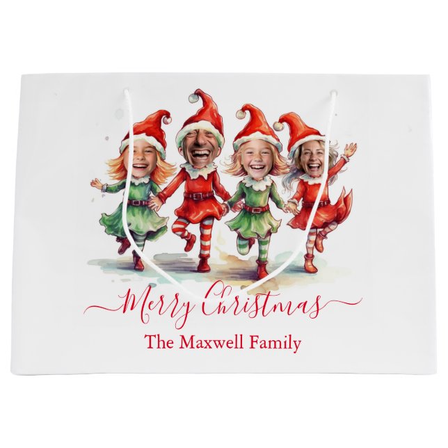 Bolsa De Regalo Grande Los elfos de los Navidades (Anverso)