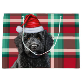 Bolsa De Regalo Grande Los navidades tocan Lover Perro Labradoodle Negro