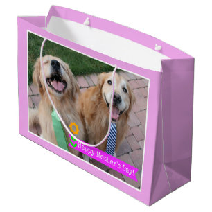 Bolsa De Regalo Grande Los recuperadores dorados sonrientes llevan Día de