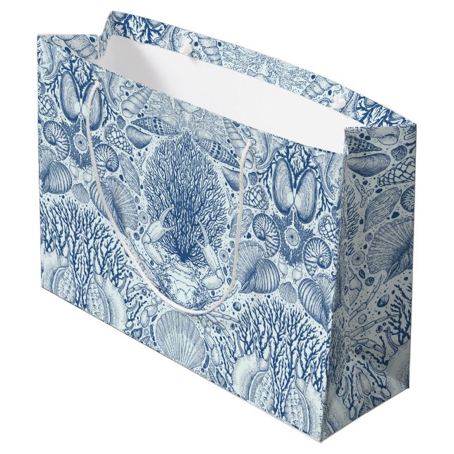 Bolsa De Regalo Grande Los tesoros de la playa en azul (Angulo reverso)