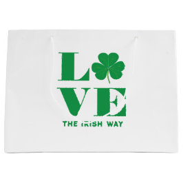 Bolsa De Regalo Grande Love Shamrock Clover Personalizado irlandés Textos