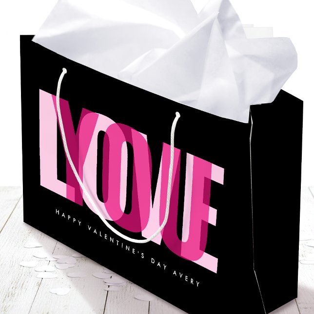 Bolsa De Regalo Grande Love You Custom Name Happy Valentine's Day Black (Subido por el creador)