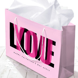 Bolsa De Regalo Grande Love You Custom Name Happy Valentine's Day Pink