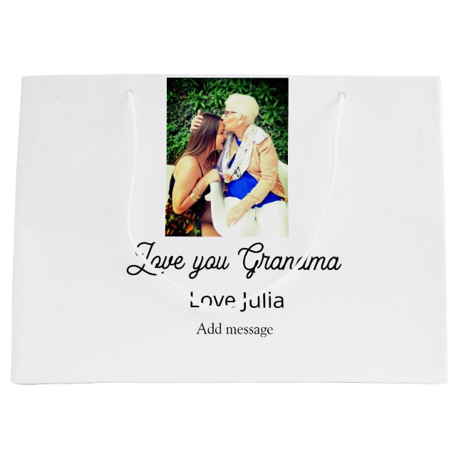 Bolsa De Regalo Grande Love you Grandma photo name love message grandkids (Anverso)